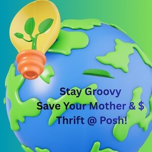 Stay Groovy Earth Graphic Art Print - Blue & Green